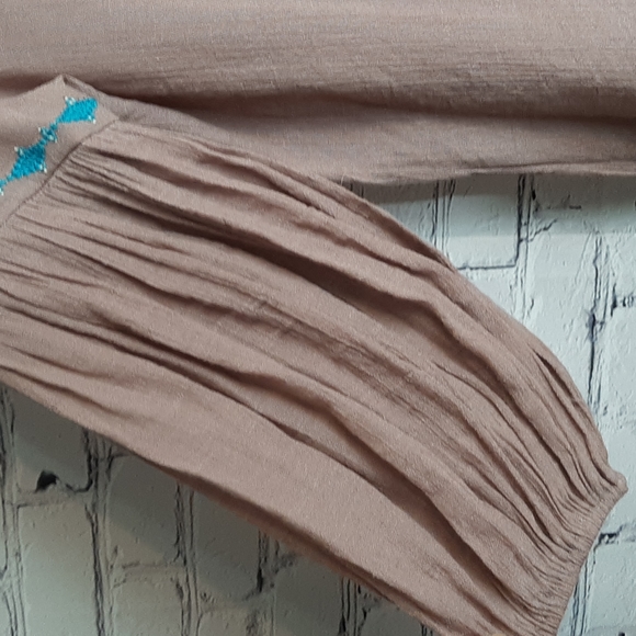 Ciel tunic top L embroidered excellent con boho ruffled elastic sleeve ⁰ - Picture 4 of 12